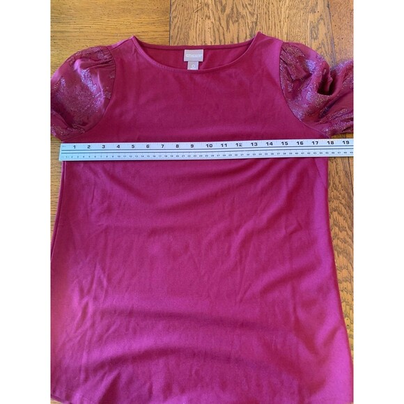 Chico’s Size 0 /Size XS Top Blouse Wine Jersey Knit Fairy Sparkle Excellent Cond - Picture 6 of 9